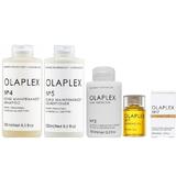  Пакет за грижа за косата Olaplex - шампоан OLAPLEX No4, 250 мл; OLAPLEX Балсам No5, 250 мл; OLAPLEX Лечение No 3, 100 мл; OLAPLEX масло No7, 30 мл