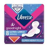  Абсорбенти Long Night Wing с крила - Libresse Goodnight Ultra + Large Wings, 8 бр