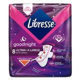  Абсорбенти Long Night Wing с крила - Libresse Goodnight Ultra + Extra Large Wings, 8 бр