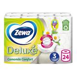 Тоалетна хартия с аромат на лайка 3 слоя - Zewa Deluxe Camomile Comfort, 24 ролки