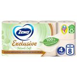  Фина естествена тоалетна хартия 4 слоя - Zewa Exclusive Natural Soft, 8 ролки