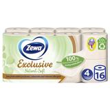 Фина естествена тоалетна хартия 4 слоя - Zewa Exclusive Natural Soft, 16 ролки