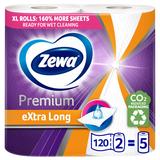 2-слойни изключително дълги кухненски кърпи - Zewa Premium Extra Long White, 2 ролки