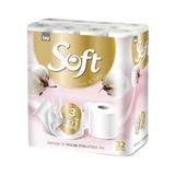 Бяла тоалетна хартия 3 слоя - Sano Soft Silk White Toilet Paper, 32 ролки