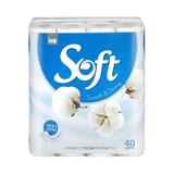 Бяла тоалетна хартия 2 слоя без парфюм - Sano Soft Silk White Toilet Paper, 40 ролки