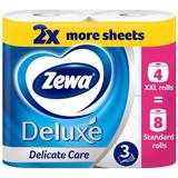 Деликатна тоалетна хартия от 3 слоя - Zewa Deluxe Delicate Care, 4 големи ролки