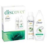 Подаръчен комплект Dove Discover Essentials - Душ гел Fresh Care, 250 мл + дезодорант спрей Fresh Cucumber Anti-perspirant, 150 мл