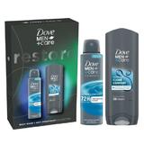 Подаръчен комплект Dove Men +Care Restore Collection - Душ гел Hydrating Clean Comfort Body, Face & Hair Wash, 250 мл + дезодорант спрей Advanced 72h Protection Clean Comfort, 150 мл