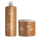 Хидратиращ пакет за суха и изтощена коса Wella Professionals Ultimate Smooth: Шампоан 1000 мл + Маска 500 мл